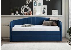 Velvet Upholstered Fabric Finish Day Bed in Blue 2